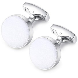 HONEY BEAR Men's Wedding Cotton Fabric Velvet Cufflinks Stainless Steel Cuff Links Round Reusable, Velvet, No Gemstone