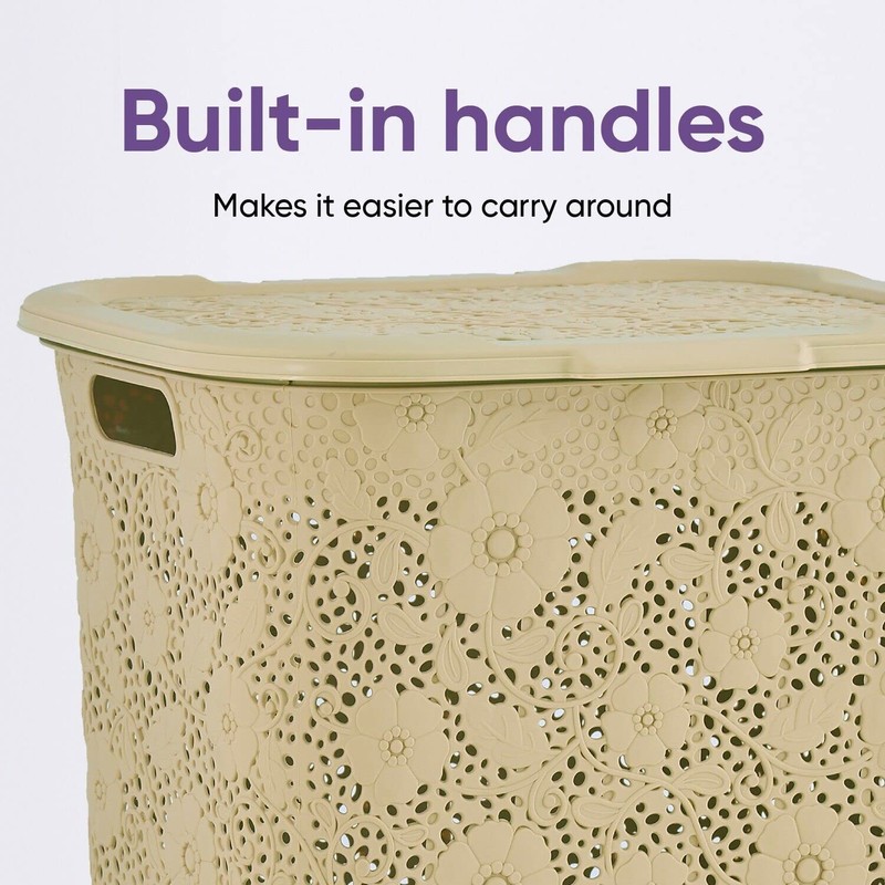 Superio Lace Laundry Hamper, Beige-1 Pack