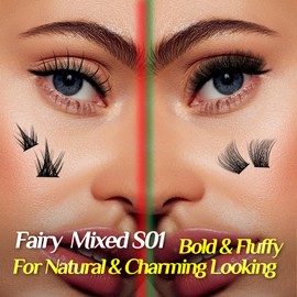 Lash Clusters 192PCS Individual Lashes, D Curl Lash Extension Clusters Lashes Wispy Natural Look, DIY Eyelash Clusters Volume Look Like Eyelash Extensions DIY at Home- FAIRY&S01, 10-16mm