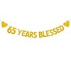 XIAOLUOLY Gold 65 YEARS BLESSED Glitter Banner,Pre-Strung,65th Birthday/Wedding Anniversary Party