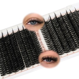 Higu Clace Eyelash Extensions 10-18mm, 320PCS Cluster Lashes, Natural Lash Clusters Wispy Cluster Lashes, Individual Eyelashes Easy to Use at Home Eyelashes Clusters (60D+80D V04)
