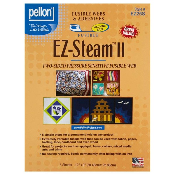 Pellon EZ Steam II 12"X9" Sheets 5/PKG-White