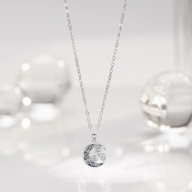 Women's Necklace 925 Sterling Silver Triple Moon Goddess Necklace/Celtic Knot Chain/Eagle Pendant Wiccan Amulet Jewellery Gifts for Women, Sterling Silver, No Gemstone