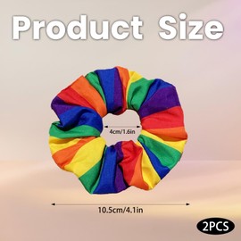 fKiZanthene 2 Pcs Rainbow Scrunchies, Pride Hair Accessories for Women, Soft Fabric Ponytail Holders for Pride Parade Party Celebration and Daily Wear​