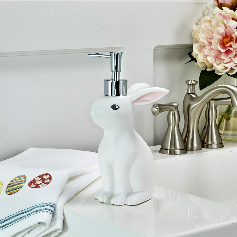 SKL Home Easter Bunny Soap Dispenser, White