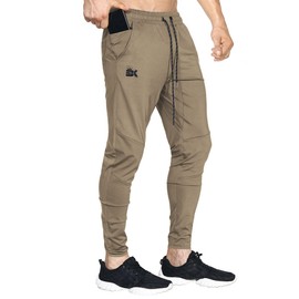 BROKIG Mens Lightweight Gym Jogger Pants,Men's Workout Sweatpants with Zip Pocket (Beige, Medium)