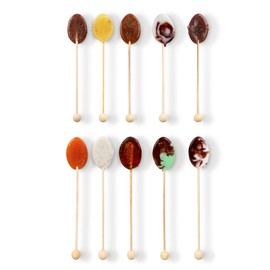 COFFEE CANDY SPOONS | Variety Gift Box | 10 Spoons | 10 FLAVORS | GLUTEN FREE | Naturally Flavored | Coffee Spoons on wooden stick with ball