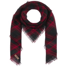 Stetson Shadow Plaid Scarf Women/Men One Size (Approx. 113 cm x 56 cm) - Scarf Made of 100% Wool - Checked - Long Scarf with Fringes - Classic Tartan - Fabric Scarf Autumn/Winter, black/red