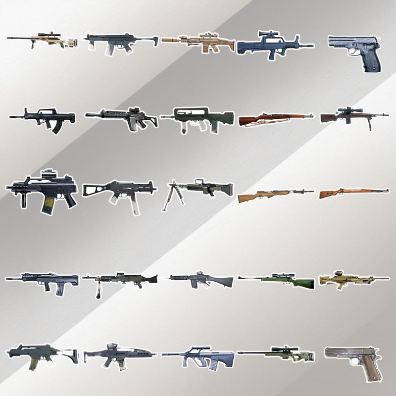 Realistic Firearm Sticker Set, Survival Game, Military, Waterproof Seal Collection