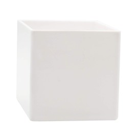 Flower Acrylic Vases Cubes - Decorative Centerpiece for Home or Wedding - Non Breakable Plastic, 6" - White