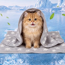 Flutesan Cat Cooling Blanket 24" x 16", Q-max>0.45 Small Dog Cooling Mat, Ice Silk Cool Touch Bed Cover Washable Pet Pad, Soft Dog Puppy Throw, Furniture Couch Protector Bed Cover for Pet Sleep