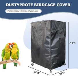 DUSTYPROTE Birdcage Cover, Universal Bird Cage Cover Good Night Blackout, Parrot Cage Cover Breathable, Washable Parrot Cage Cover, Black, 37 "W x 25 "D x 48 "H, Cover Only
