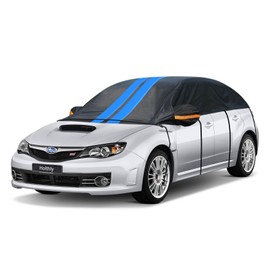 Holthly Half Car Cover Top for Hatchback, Windshield Cover for Ice and Snow, Roof Car Cover Waterproof All Weather with Reflective Strips and Side Elastic Hooks. 2L (Up to 450 cm)