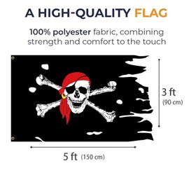 ElevaPulse Children's Pirate Flag Outdoor 90 x 150 cm with Holes - Weatherproof Pirate Flag Made of Premium Polyester for Children's Birthdays, Pirate Parties and Garden Decoration