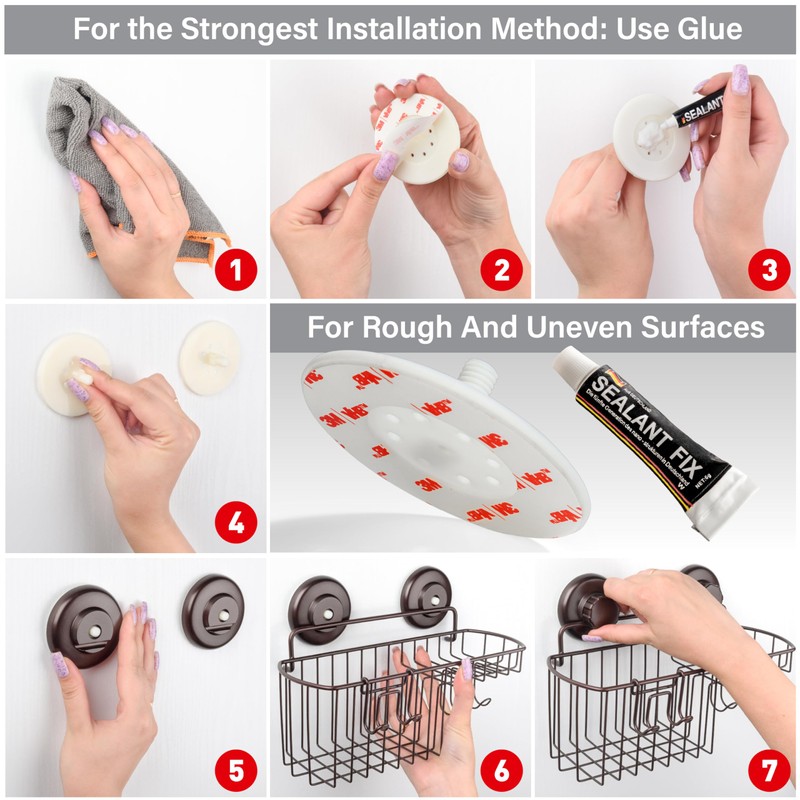 HASKO 2 Pack Shower Caddy Suction Cup with Hooks &