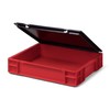Euro Transport Stacking Box/Storage Container, Red, with Black Lid 400