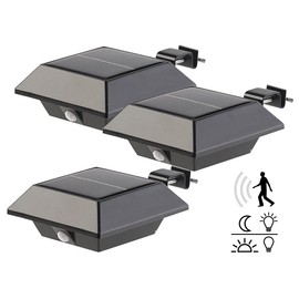 Lunartec Solar LED Gutter Light 160LM 2W PIR Sensor Black Set of 3
