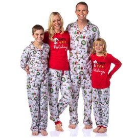 INTIMO Peanuts Girls' Christmas Charlie Brown Snoopy Santa Jogger Pajama Set (7/8)