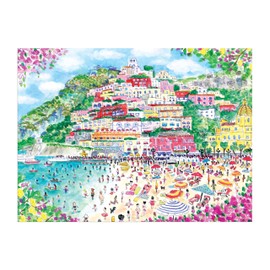 Galison Coast of Italy – 1000 Piece Michael Storrings Jigsaw Puzzle Featuring Beautiful Artwork of Positano Italy Summer Beach