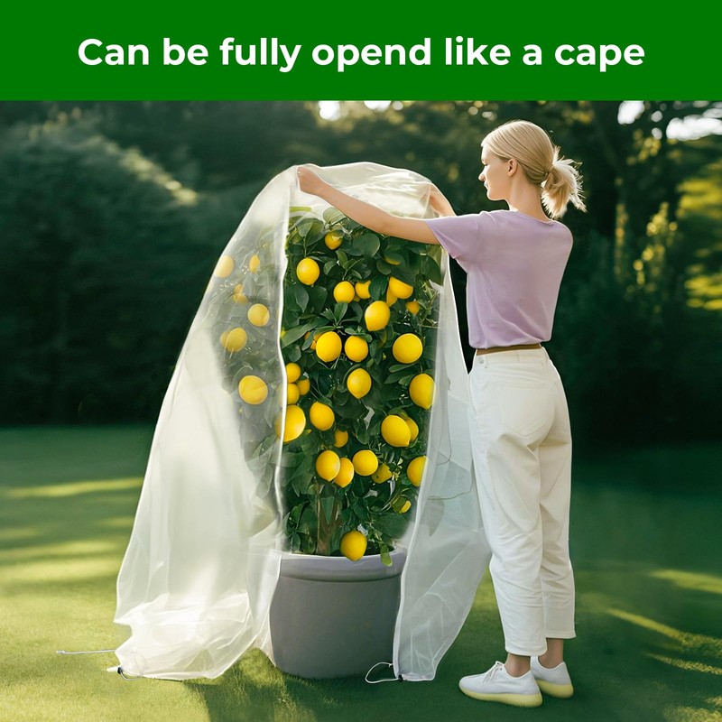 Fruit Tree Netting with Zipper & Drawstring - 10'x10' Garden