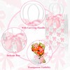 Linkidea 12 Clear Gift Bags with Pink Bows, Includes 25