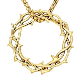 YYmqmq Gothic Thorns Necklace 925 Sterling Silver Thorns Crown of Thorns Pendant Necklace Gothic Jewelry Birthday Gifts for Men Women, 30mm * 30mm (1.18in * 1.18in), Sterling Silver, No Gemstone