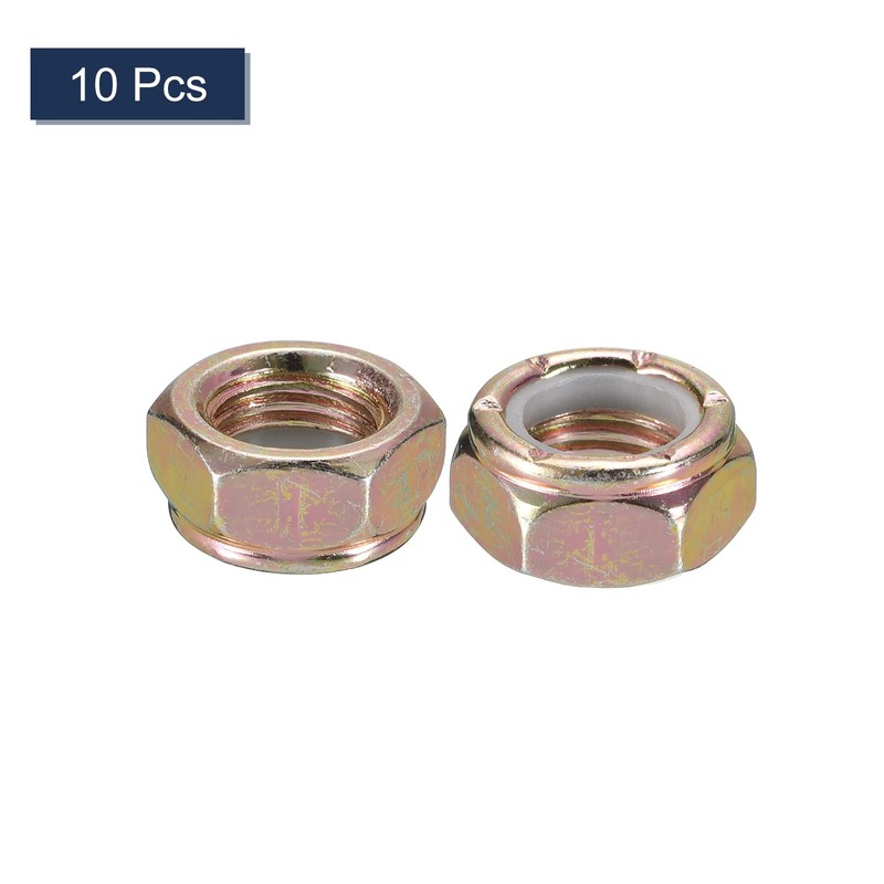 sourcing map 10Pcs 7/16"-20 Nylon Insert Hex Lock Nuts, Carbon