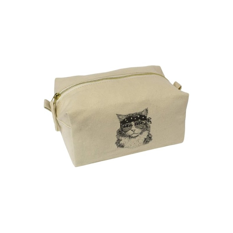 'Cat Wearing Sunglasses' Canvas Wash Bag/Makeup Case (CS00045614)