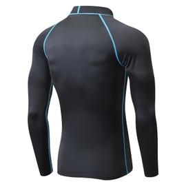 Sillitor Mens Rash Vest Long Sleeve UV Sun Protection Hign Neck Surfing Swimming Tops for Men Rash Guard Base Layer for Wetsuit Diving Snorkeling,Lightwieght,Water Wicking,Quick Dry 226 Black Blue XL