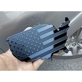 MULL USA Black Flag Map Auto Fender Emblem for Cars Trucks Laptop Wall (Black, 7"x4")