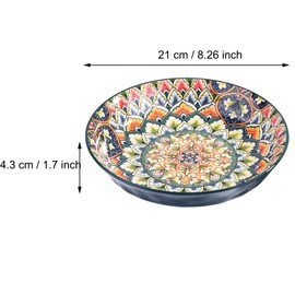 BOSILI Bohemian Style Ceramic Dinner Plate Set of 2 – 8.26 Inch, Hand-Painted Artisan Plates for Dining, Salad, Appetizers, and Decor (LL)