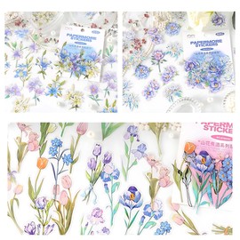 Lumbor37 Pegatinas Florales, Pegatinas de Naturaleza Vintage, 120 Piezas Calcomanías Decorativas Florales, Pegatinas de Flores Naturales, Calcomanías para Álbumes de Recortes, para Scrapbooking