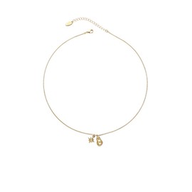 AIMALL Elegant brass 18K gold-plated pearl pendant necklace with zircon star, European and American fashion (Star)