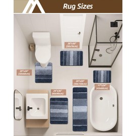 COSY HOMEER Bathroom Rugs 36"x24", Ultra Soft Absorbent Bath Mat with Non-Slip TPR Backing, Machine Washable Shaggy Rug for Bathroom Floor, Dark Blue
