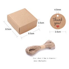 UR URLIFEHALL 35 Pcs Gift Boxes Kraft Paper Boxes Small Square Paper Candy Boxes with Tag Stickers and Jute Cord for Wedding Party Gifts