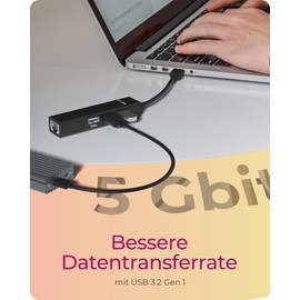 IcyBox 4 Port Hub with USB 3.2 Gen 1 Type-A or Type-C® Connection