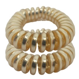 Topkids Accessories Colour Spiral Hair Ties Ponio Ponytail Band Hair Bobbles Elastic Hair Bands Hair Ties Hair Bands Hair Accessories for Women & Hair Accessories for Girls (2pcs Gold)