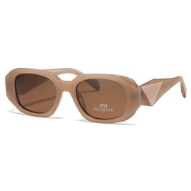 JiSoo Retro Rectangle Sunglasses Women, Vintage Rectangular Polarised Sunglasses Womens 90s Sun Glasses,Brown