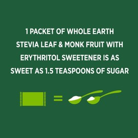 WHOLE EARTH Stevia & Monk Fruit Plant-based Sweetener, 400 Count (Pack of 1)