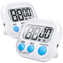 Kitchen Timer,2 Piece Multi-Function Electronic Timer,H HOME-MART Magnetic Digital Timers Big LCD Display The Loud/Silent Switch Countdown Timer (White(2 Pack))