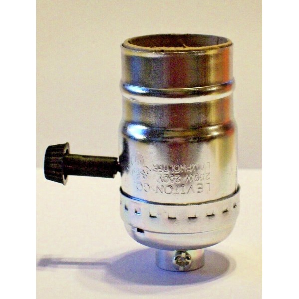 LEVITON NICKLE PLATED 3-WAY TURN KNOB LAMP SOCKET LAMP PART