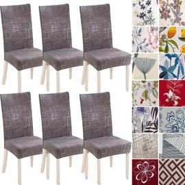 JMYDecor Dining Chair Covers Set of 6,Stretch Printed Removable Washable Chair Slipcovers Seat Protector Cover for Kitchen Dining Room Home Party Hotel Wedding