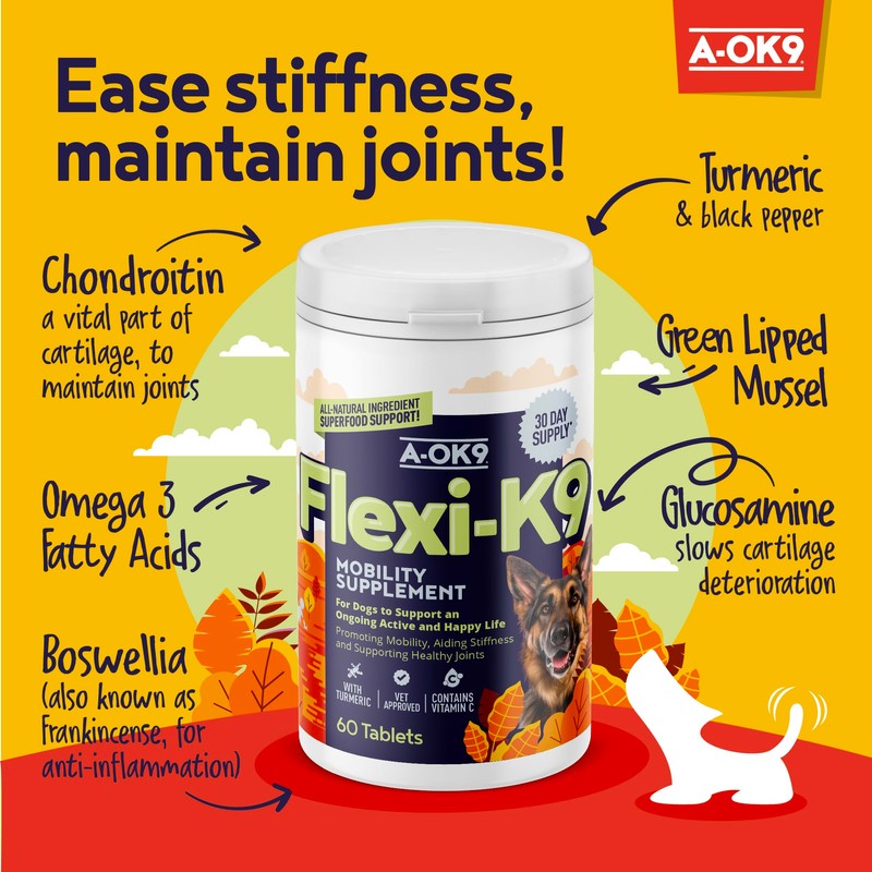 A-OK9 Flexi-K9 Hip and Joint Supplements for Dogs - 60