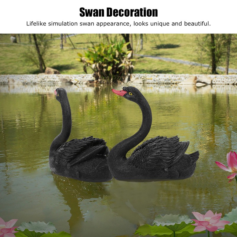 Outdoor Cute Floating Simulation Black Swan Ornament for Garden Courtyard