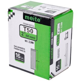 meite 16 Gauge Finish Nails, 2-Inch Galvanized 16GA Finish Nails, Small Straight Finishing Nail, Ideal for Woodworking, Upholstery, and Framing Projects (2,500 Counts)