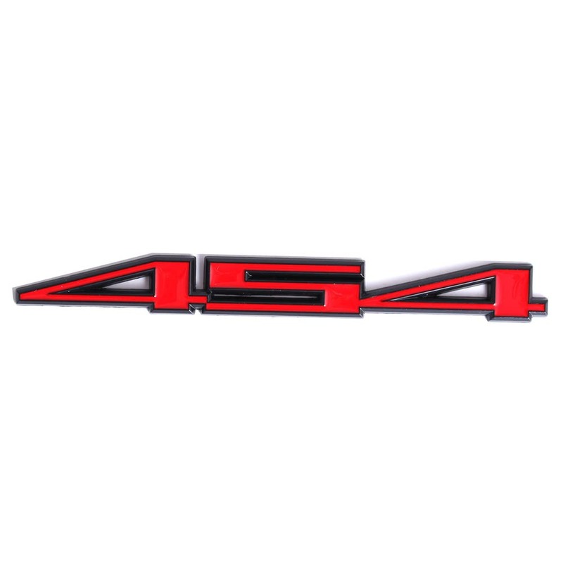 2X 454 Aluminum Emblem Badge Decal Red & Silver for
