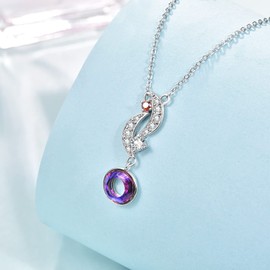 TANGPOET Crescent Moon Necklace Sterling Silver Moon Pendant Jewelry with Volcano Crystal Crescent Moon Gifts for Women