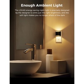 L LOHAS LED L LOHAS LED Night Lights Plug into Wall 2 Pack, Dusk to Dawn Sensor Nightlight, Brightness Adjustable, 3000K Soft White