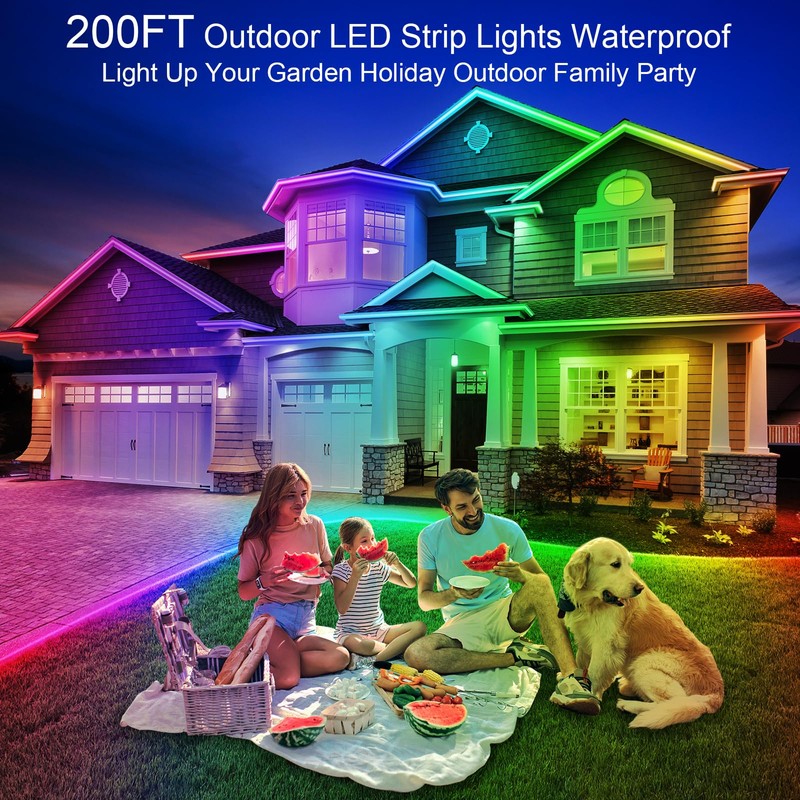 LETIANPAI 200ft Outdoor LED Strip Lights Waterproof 1 Roll,IP68 Outside
