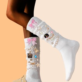 XHYMIA Charms for Socks Safety Pin - 55 Pcs Junk Socks Charms Brooches and Pins for Women Shoe Clothes Hat